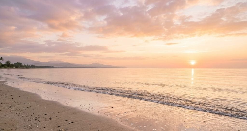 Gentle waves along sandy beach at sunset, cremation services in Holland, MI