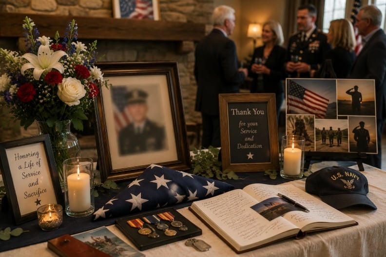 Veteran memorial display honoring military service for cremation services in Hamilton, MI