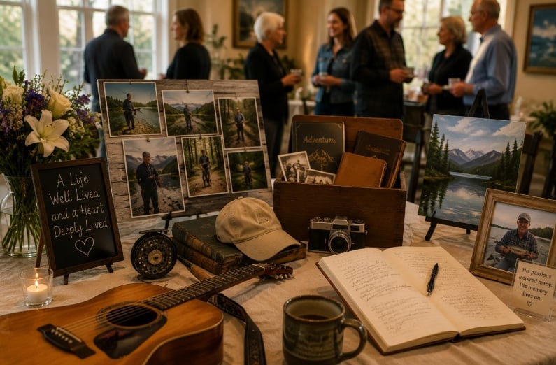 Personalized memorial display honoring hobbies and memories for cremation services in Zeeland, MI