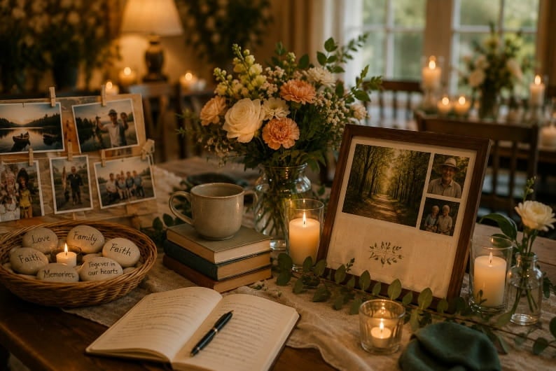 funeral-homes-hamilton-mi-memorial-table-family-photos